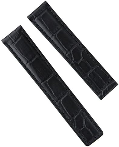 Genuine Leather Watch Band, Alligator Grain, for TAG Heuer Carrera, Black, 19 mm