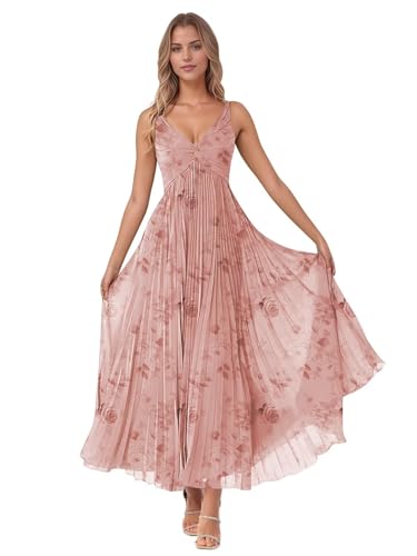Pleated Chiffon Bridesmaid Dresses 2025 V-Neck Backless Spaghetti Straps A Line Formal Prom Dress for Women