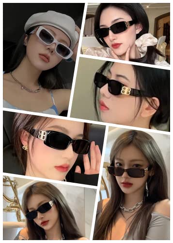 5 Pieces Y2K Small Rectangle Square Sunglasses Bulk for Women UV4002