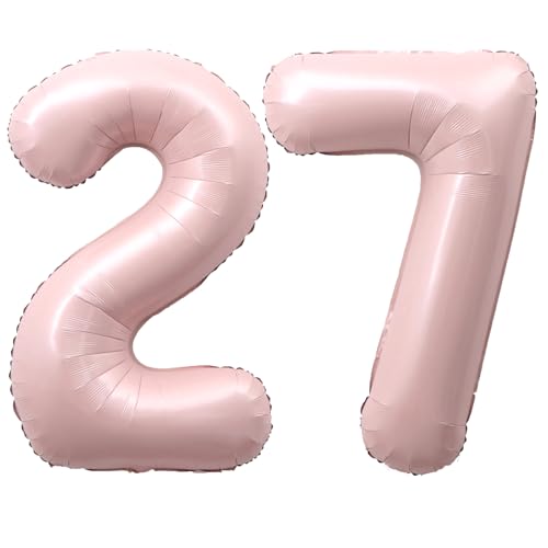 Image of 40 Inch Light Pink Number 27 Balloon 0-9 27th Foil Big Giant | Digital for Birthday Anniversary Graduation Decorations