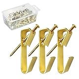 Heavy Duty Picture Hangers 50lb-40pcs - Hooks With Nails, Professional Hanging Kit for Wooden/Drywall, Office Pictures, Clock, Mirror, House Decoration, and Canvas