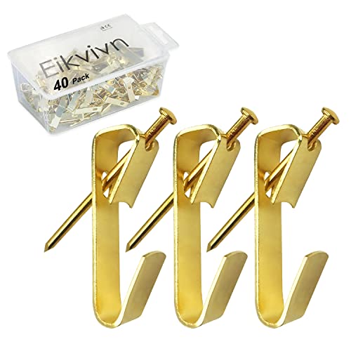 Heavy Duty Picture Hangers 50lb-40pcs - Hooks With Nails, Professional Hanging Kit for Wooden/Drywall, Office Pictures, Clock, Mirror, House Decoration, and Canvas