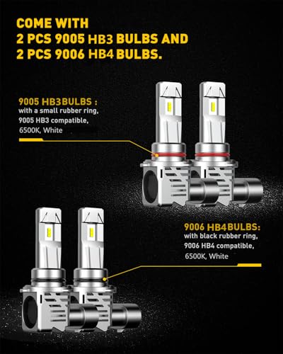 Image of AUXITO 9005 and 9006 Fog Light Combo, 600% Brightness 6500K White Light, Non-polarity Halogen Replacement Bulb Plug and Play, Pack of 4