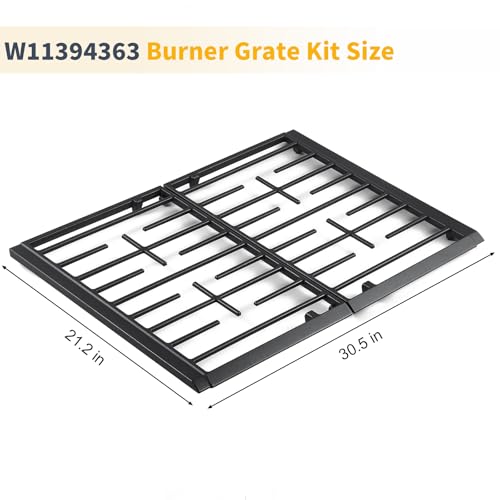 Allstare W11394363 Burner Grate Kit Replacement Parts for Whirlpool Stove Parts Grate WPW10447923 WFG515S0ES0 Whirlpool Gas Range Cooktop Parts Cast Iron Surface Burner Cooking Grate Rack 1 Set by Allstare - Used condition - Image 2