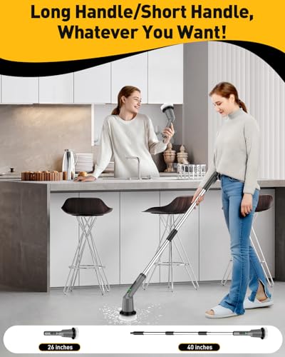 Image of Shower Scrubber with Long Handle, Shower Cleaner Brush with 8 Floor Machine Pads, Cordless Electric Spin Scrubber for Cleaning with 2 Speed, Cleaning Supplies for Bathroom Bathtub Kitchen Floor Toilet
