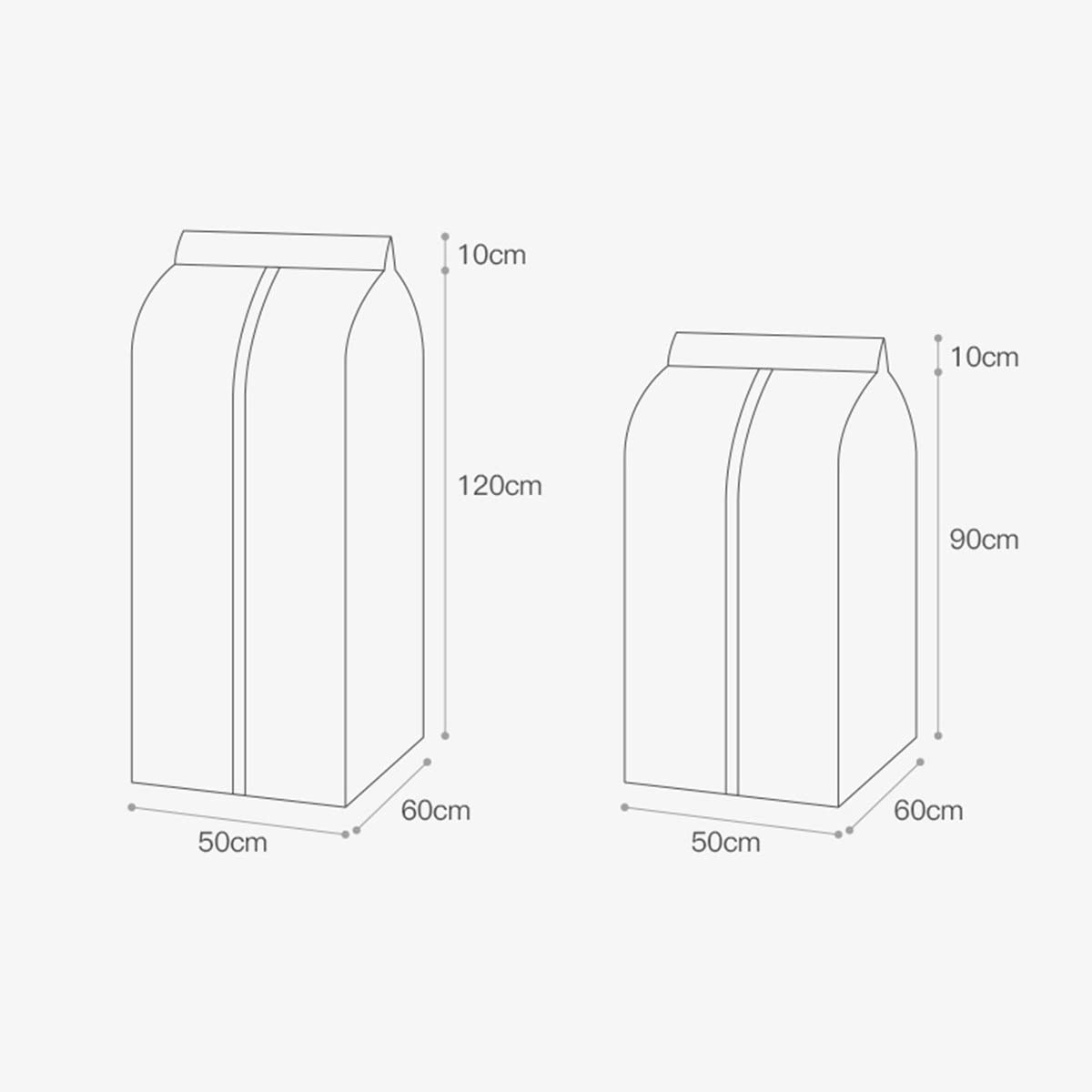 2 Stück transparente Kleidersäcke, hängende Kleidersäcke für die Aufbewahrung von Schränken, staubdichter Kleidersack-Organizer für Anzug, Mäntel, Jacken, Kleid,60×50×120cm