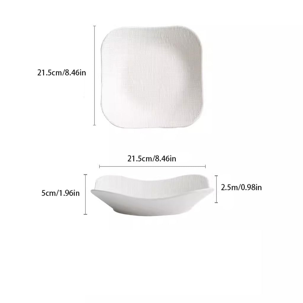 Piatti Da Dessert Piatto fondo quadrato Piatto piano Piatto quadrato bianco Piatto for la casa Piatto quadrato approfondito di bell'aspetto Piatto fondo commerciale Stoviglie Per La Cena(White)