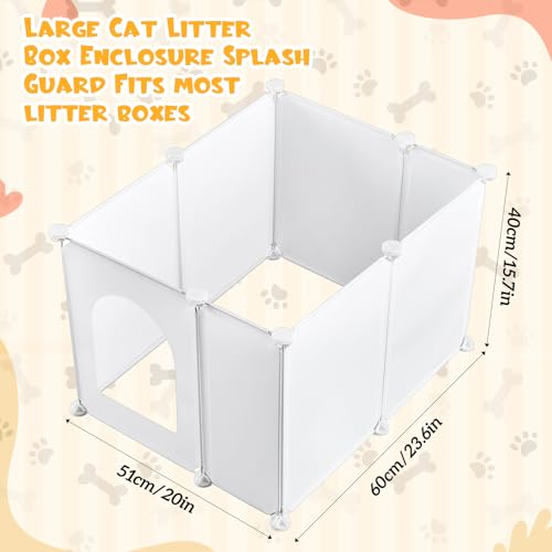 Marsui Large Cat Litter Box Enclosure Splash Guard DIY Litterbox Wall Shield Easy Clean Dog Privacy Screen Enclosure Light Weight Plastic Sheets for Most Litter Boxes (23.6 x 20 x 15.7 Inches)