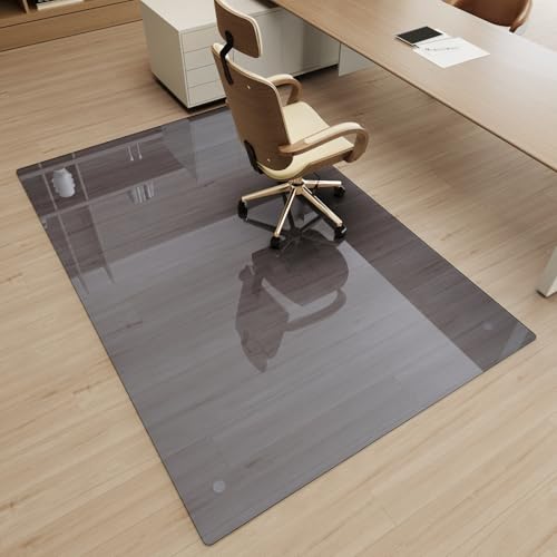 Image of [Tempered Glass] 40 inch x 60 inch Glass Office Chair Mat for Carpet