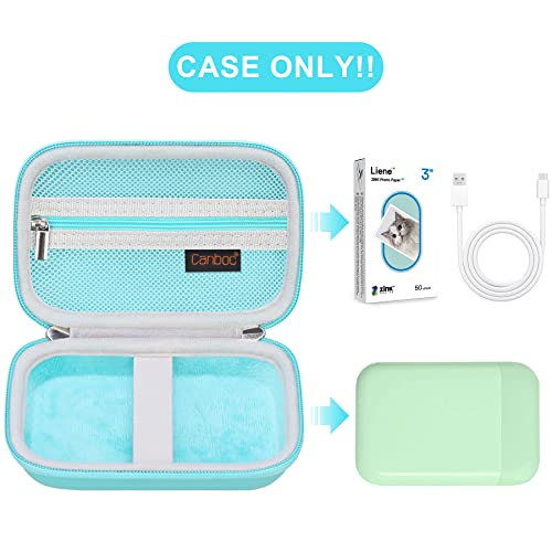Canboc Hard Case For Liene 2X3” Photo Printer, Mini Instant Portable Instant Printer Box, Zipper Mesh Bag Fits Photo Paper, Cable, Green(Case Only) #TOP1