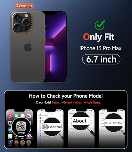 Image of FNTCASE for iPhone 13 Pro-Max Case: Matte Magnetic Phone Cases Compatible with Magsafe Slim Anti Yellowing Military Grade Drop Protection Rugged Protective Translucent Cell Cover (C-Black)