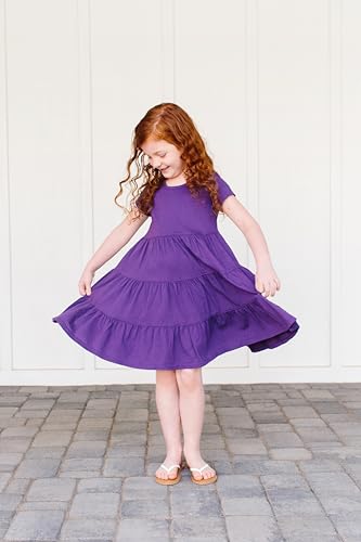 City Threads Big Girls' Super Soft Cotton Short Sleeve Tiered Dress for School Park Play and Party4