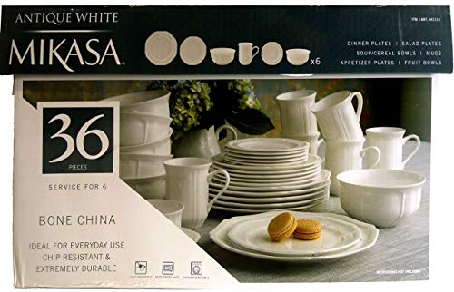 Mikasa Antique White 36-pc Bone China Dinnerware Set, Service for 6
