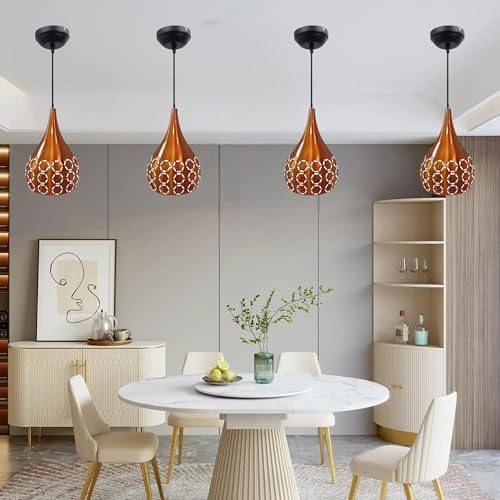 Image of GreyWings Modern OrangeDome Laser Cut Hanging Pendant Light for Ceiling - Aluminium, Drop, Antique Decor,(Bulb is not Included) Big Pack of 3