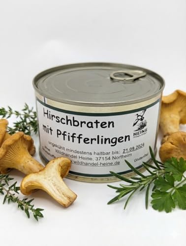 REGIONALA24 - Hirschbraten mit Pfifferlingen 400g Gericht Handmade Manufaktur Wildgericht Hirsch Wild