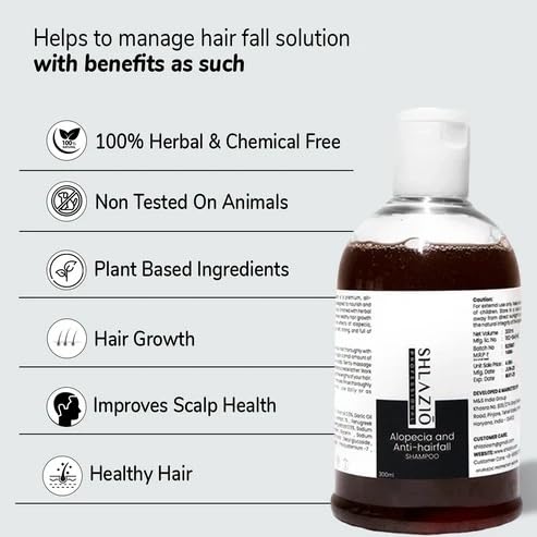 Image of Shlazio Professional Anti Hair Fall Shampoo for Alopecia | Strengthens Hair & Nourishes Scalp | 300 ml