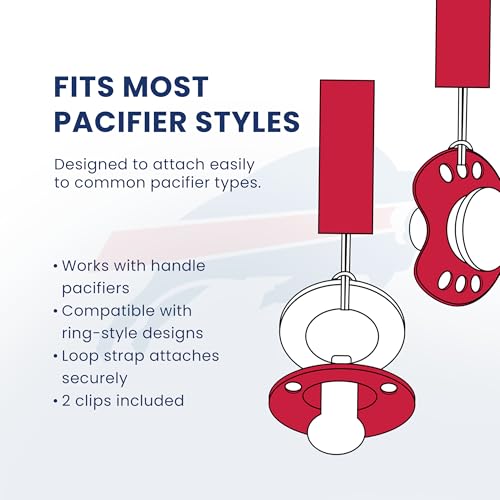 Image of Baby Fanatic Officially Licensed Unisex Pacifier Clip 2-Pack - NFL Buffalo Bills - Officially Licensed Baby Apparel