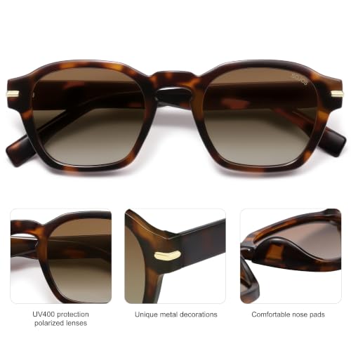 Image of SOJOS Retro Square Polarized Sunglasses Men Trendy Womens SJ2382 | Vintage UV400 90s Sun Glasses Outfit Driving