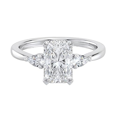 2-4 Carat Radiant Cut Moissanite Engagement Rings for Women Moissanite Rings Customizable 10K Gold/14K Gold/18K Gold/925 Sterling Silver Promise Rings for Her Free Engraving
