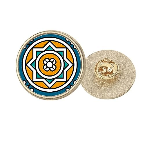 Broche ronde dorée style marocain à motif géométrique taille M