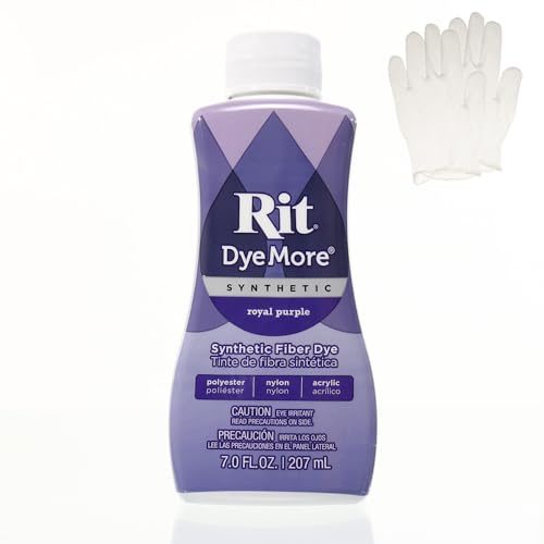 Rit DyeMore 7 Oz. Synthetic Liquid Fiber Dye Single Pack with Plastic Gloves for Clothing Dcor and Crafts Royal Purple