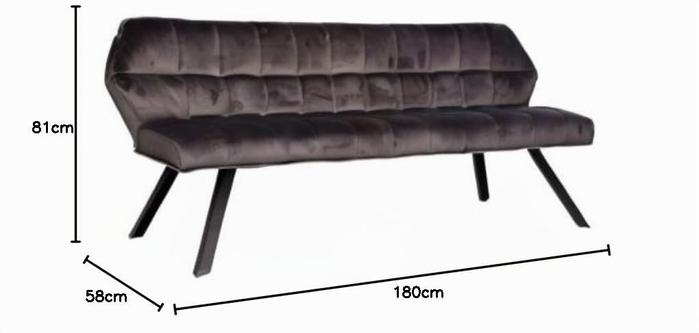 Beauty.Scouts Sitzbank Bodaway - Anthrazit Velvet, Stahlgestell - Robuste Esszimmer- und Couch-Sitzbank, 180x58x81 cm
