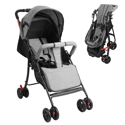 bephible Reise-Baby-Kinderwagen, leichter faltbarer Reise-Buggy, einhändig klappbarer Kinderwagen mit verstellbarer Rückenlehne, Verdeck, Aufbewahrungskorb für Kleinkinder von 0–2 Jahren bis 10