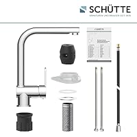 SCHÜTTE 79700 London Küchenarmatur mit ausziehbarer Geschirrbrause, 360 Grad schwenkbarer Wasserhahn für die Küche, Mischbatterie mit Einhebelmischer, Spültischarmatur in Chrom – Ansicht 6