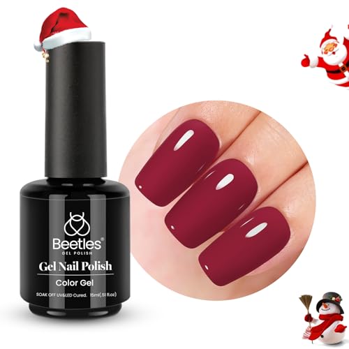 Beetles Gel Nail Polish 1Pcs 15ml Mulled Wine Red Color Soak Off Gel Polish Retro Modern Winter Nail Art Manicure Salon DIY Christmas Gel Nail Design Uv LED Nail Lamp Decoration at Home