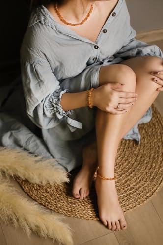 Baltic Proud Amber Necklace for Women and Men (Authentic, Certified) - 18 inches, Honey Raw (Unpolished) - Unisex Amber Jewelry for Adults - Bead Necklace3