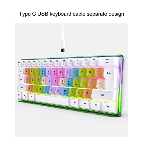 Tastiera meccanica da gioco retroilluminata 60% cablata tastiera compatta con tasti colorati e interruttori ottici per PC e giochi da ufficio