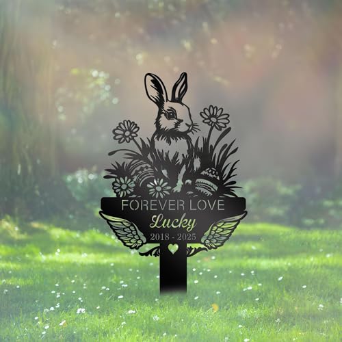 Hxgztrzii Rabbit Memorial Stake Sign, Personalized Lop Rabbit Grave Marker,