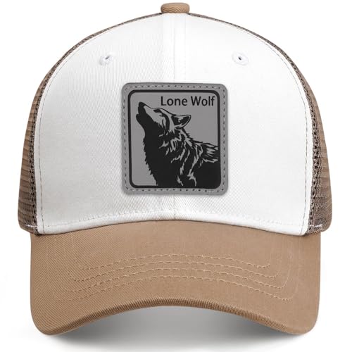 Lone Wolf Hat Wolfs Trucker Hats Leather Pattern Adjustable Snapback Mesh Animal Baseball Cap for Men
