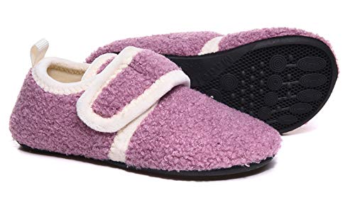 ZooYung Toddler Baby Lightweight House Slippers Shoes Winter Warm Fleece Anti Slip Rubber Sole for Kids Boys and Girls(ZY-TS2206Purple19)