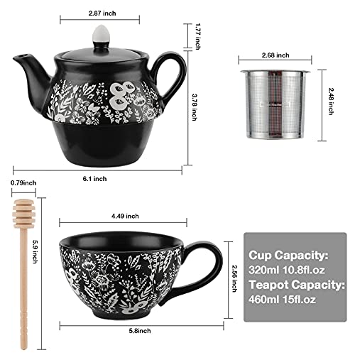 Taimei Teatime Ceramic Tea For One Set Bundle With Organic Top 6 Favorites Tea Sampler Assortment, High To No Caffeine, Loose Tea Bags #TOP3
