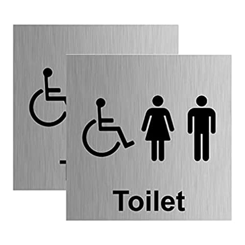 Haobase 2 letreros de inodoro accesibles para hombre y mujer, autoadhesivos, 15 cm x 15 cm