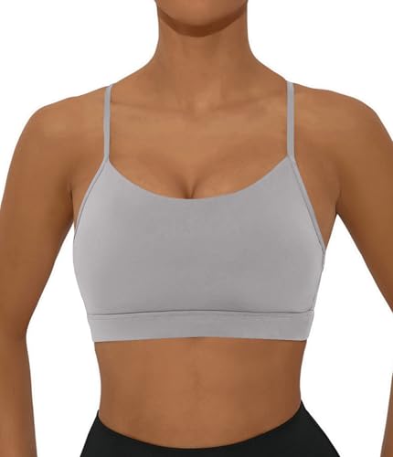 Image of Comper Y Back Sports Bra for Women Low Impact Racerback Workout Bras Sexy Thin Straps Yoga Bras with Removable Pads