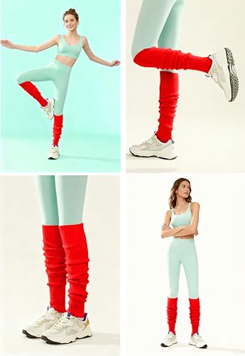 Image of v28 Women Warm Leg Warmers 80s Retro Party Costume Knit Ballet Neon Long Socks