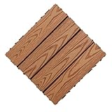 YUJOQUP Baldosas de Exterior de Madera Composite WPC,Color:Madera Natural en Relieve)