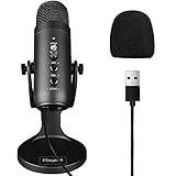 USB Microphone for PC/Mac with Noise Cancelling, Instant Mute, Mic Gain, Headphone Output, Plug-and-Play, C Cosycost Podcast Condenser Microphone for Recording & Streaming, Gaming Mic for PS4/PS5