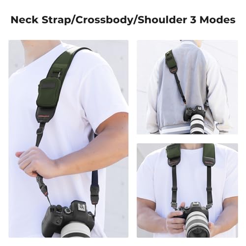 Image of K&F CONCEPT Camera Neck Strap for Photographers, Soft Neoprene Adjustable Shoulder Belt with Zipped Pockets