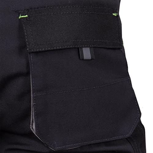REIS FORECO-TS BJS Arbeitsshorts für Herren, Cargo-Shorts, Sicherheitsshorts, Arbeitsshorts, Garten-Shorts, Grau-Schwarz-Hellgrau, Größe: S