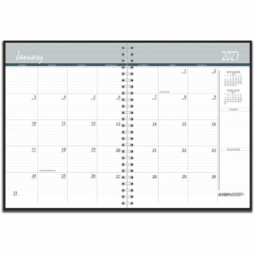 House of Doolittle 14-Month Recycled Ruled Monthly Planner, 8.75 x 6.78, Black Cover, 14-Month (Dec to Jan): 2022 to 2024
