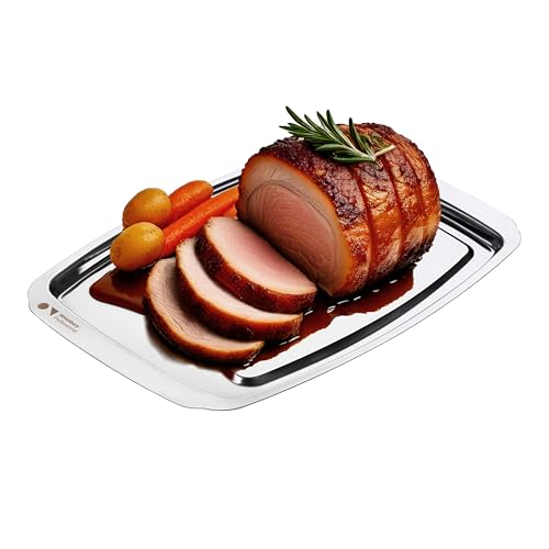 Wrenbury Pro - Bandeja para trinchar carne, bandeja de acero inoxidable con pinchos, plato para trinchar, bandeja de carne con pinchos, 38 cm, perfecta para tallar pavos