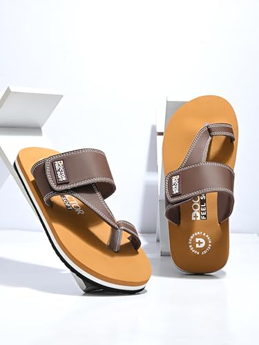 Image of Men's Comfort Slippers with Adjustable Strap | Cushioned Footbed & Shock Absorbing Sole | Lightweight Everyday Wear Slippers for Home, Office & Casual Walking