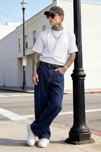 Image of GINGTTO Men's Baggy Barrel Jeans Wide Leg Y2K Denim Pants | Loose Fit Streetwear Casual Hip Hop Skater Vintage Style