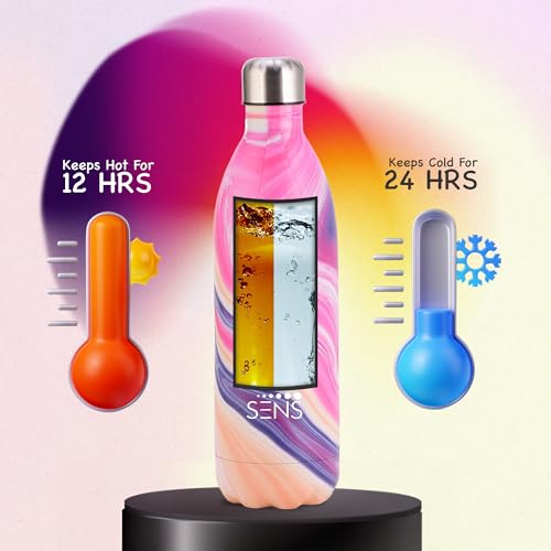 Image of SENS Hydra Pearl Stainless Steel 1000ml Bottle Hot or Cold up to 24 Hours | Leak Proof, BPA Free, Eco-Friendly | Travel | Office | Home | Cosmic