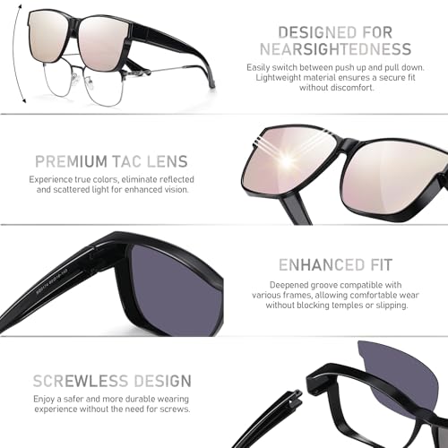Wzerry Sunglasses Over Glasses for Women Men Polarized, Fit Over Glasses Sunglasses for Driving Outdoor with UV400 Pretection4