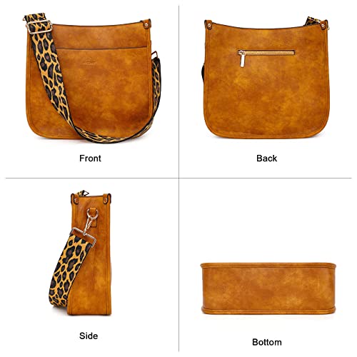 Image of HKCLUF Crossbody Bags for Women Trendy Vegan Leather Hobo Handbags With 2PCS Adjustable Guitar Strap Shoulder Bucket Bags