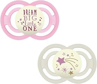 Chupeta Mam Perfect Night 6+ Meses Brilha Escuro Tamanho 2 Bico Silicone Embalagem Dupla Menino Menina (Rosa)